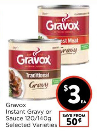 Foodworks Gravox Instant Gravy or Sauce 120/140g offer