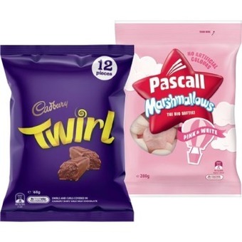 IGA Cadbury or pascall marshmallows share pack 144-280g selected varieties offer