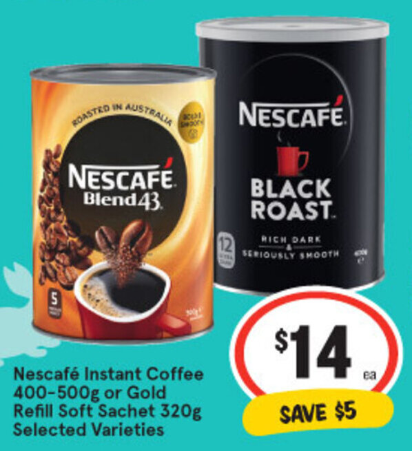 Nescafé Instant Coffee 400500g or Gold Refill Soft Sachet 320g offer