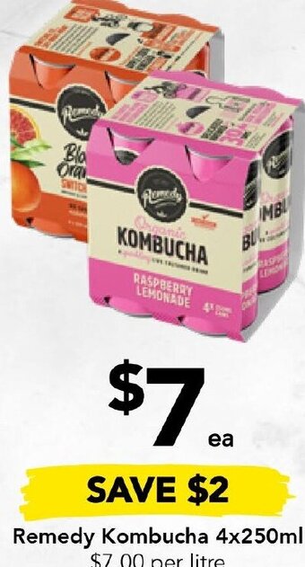 Drakes Remedy Kombucha 4x250ml offer
