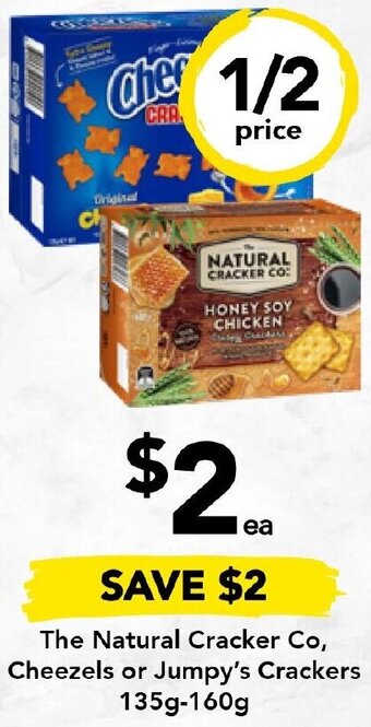 Drakes The Natural Cracker Co, Cheezels or Jumpy's Crackers 135g-160g offer