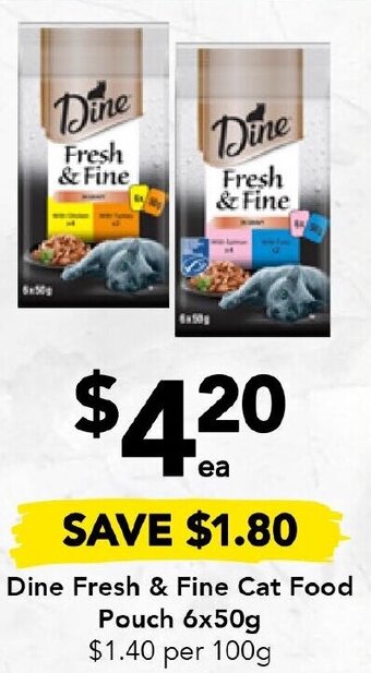 Drakes Dine Fresh & Fine Cat Food Pouch 6x50g offer