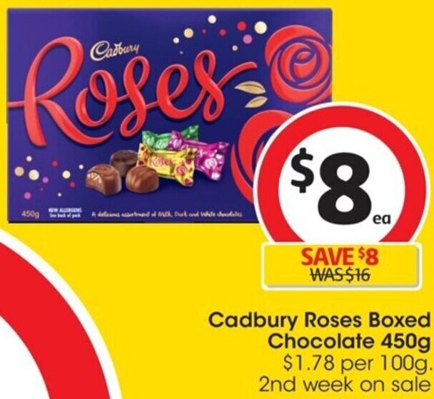 Cadbury Roses Boxed Chocolate 450 g offer at Coles