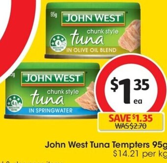 Coles John West Tuna Tempters 95g offer