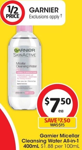 Coles Garnier Micellar Cleansing Water All-in-1 400ml offer