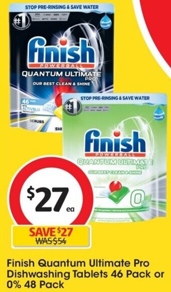 Coles Finish Quantum Ultimate Pro Dishwashing Tablets 46 Pack or 0% 48 Pack offer
