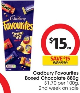 Coles Cadbury Favourites Boxed Chocolate 880g offer