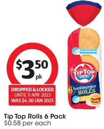 Coles Tip Top Rolls 6 Pack offer