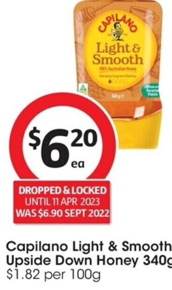 Coles Capilano Light & Smooth Upside Down Honey 340g offer