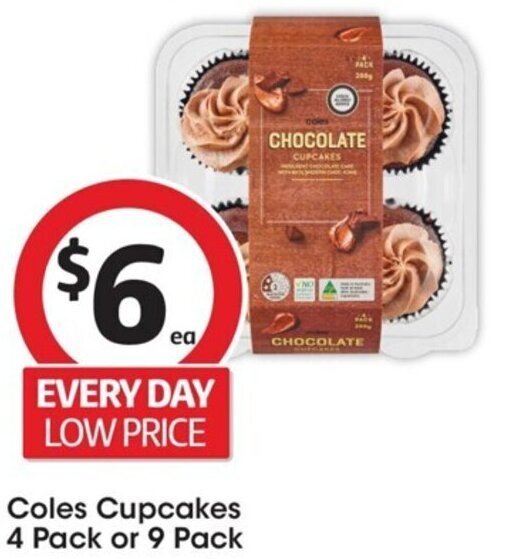 Coles Cupcakes 4 Pack or 9 Pack offer at Coles
