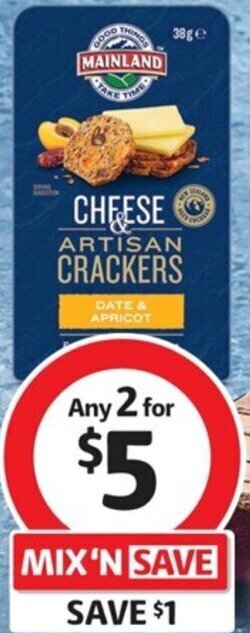 Coles Mainland Cheese & Crackers 36g-38g offer