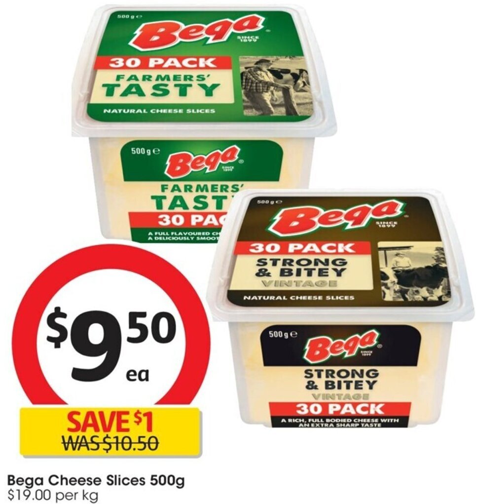 Bega Cheese Slices 500g offer at Coles