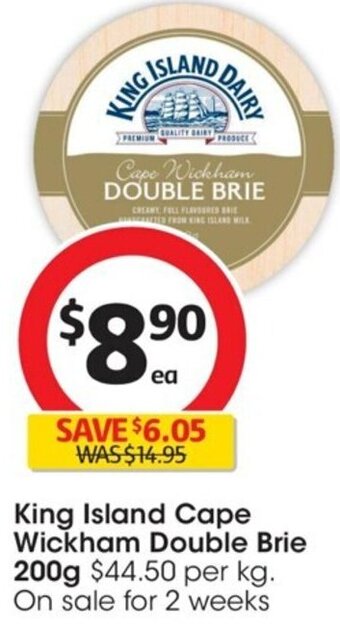 Coles King Island Cape Wickham Double Brie 200g offer