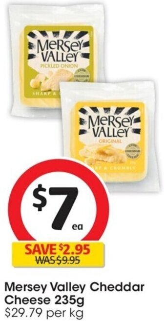Coles Mersey Valley cheddar Cheese 235g offer
