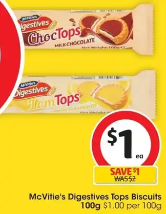 Coles McVities's Digestives Tops Biscuits 100g offer