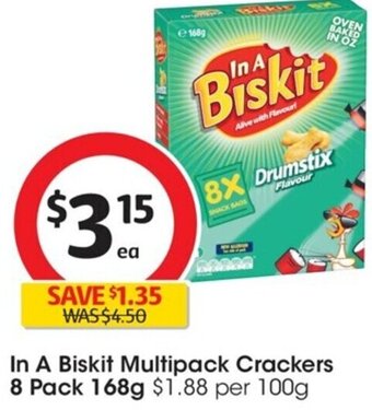 Coles In A Biskit Multipack Crackers 8 Pack 168g offer