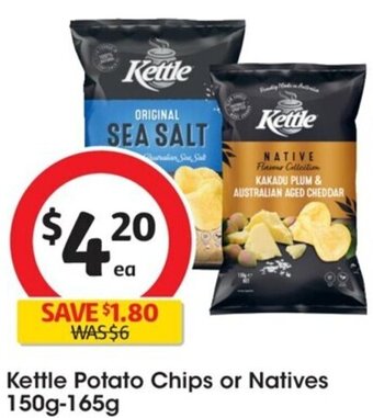 Coles Kettle Potato Chips or Natives 150g-165g offer
