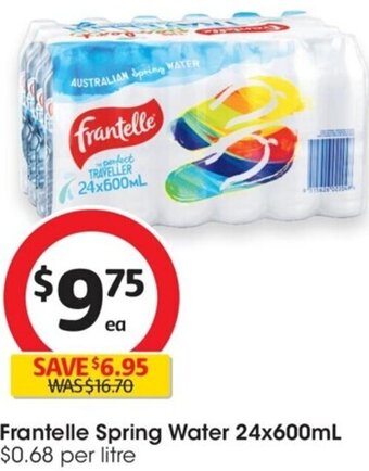 Coles Frantelle Spring Water 24x600ml offer