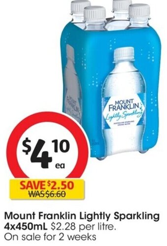 Coles Mount Franklin Lightly Sparkling 4x450ml offer