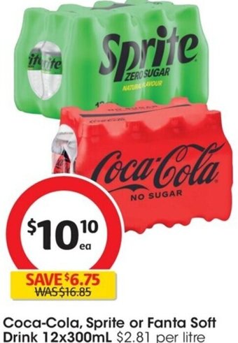 Coles Coca-Cola, Sprite or Fanta Soft Drink 12x300ml offer