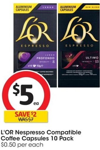 Coles L'Or Nespresso Compatible Coffee Capsules 10 Pack offer