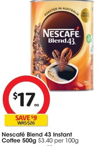 Coles Nescafé Blend 43 Instant Coffee 500g offer