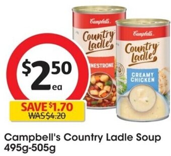 Coles Campbell's Country Ladle Soup 495g-505g offer