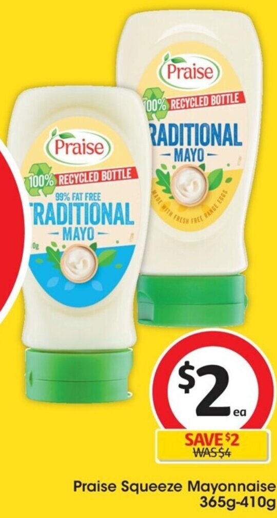 Praise Squeeze Mayonnaise 365g410g offer at Coles