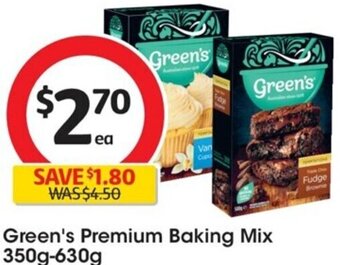 Coles Green's Premium Baking Mix 350g-630g offer