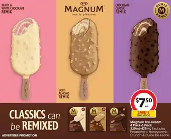 Coles Magnum Ice-Cream 4 Pack-6 Pack 330ml-428ml offer