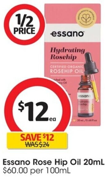 Coles Essano Rose Hip Oil 20ml offer