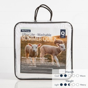 Pillow Talk Ultra lite 150gsm washable wool quilt by wool therapy offer