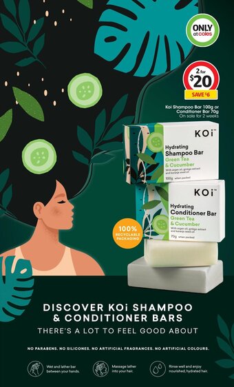 Coles Koi Shampoo Bar 100g or Conditioner Bar 70g offer