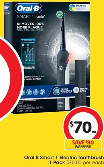 Coles Oral B Smart 1 Electric Toothbrush 1 Pack offer