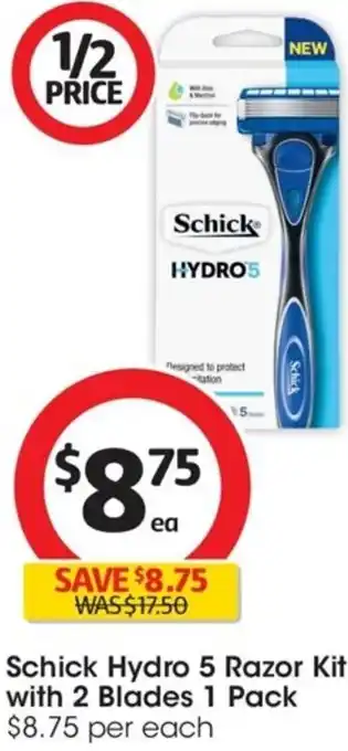 Coles Schick Hydro 5 Razor Kit with 2 Blades 1 Pack offer