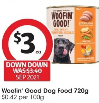 Coles Woofin' Good Dog Food 720g offer