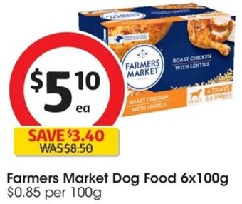 Coles Farmers Market Dog Food 6x100g offer
