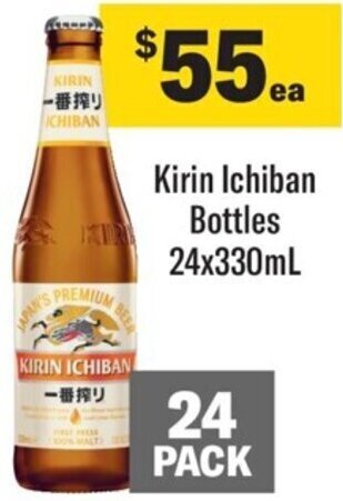 Coles Kirin Ichiban Bottles 24x330ml offer