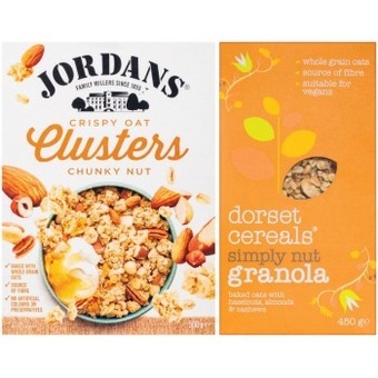 Coles Jordans granola or oat clusters 500g-750g or dorset granola or muesli 450g offer