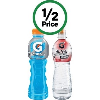 Woolworths Gatorade sports drink 600ml or g-active flavoured water 600ml offer