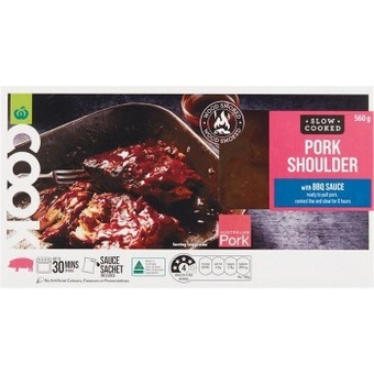 Woolworths Woolworths cook pork shoulder with bbq sauce 560g offer