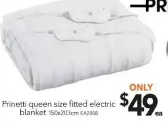 Cheap as Chips Prinetti Queen Size Fitted Electric Blanket 150x203cm offer