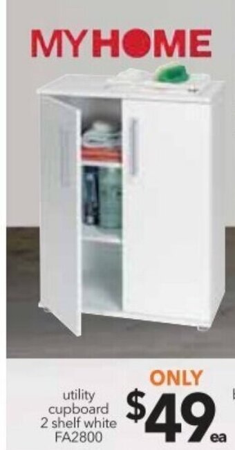 Cheap as Chips Utility Cupboard 2 Shelf White FA2800 offer