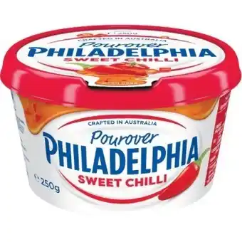 Woolworths Philadelphia cream cheese sweet chilli pourover dip 250g offer