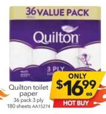 Cheap as Chips Quilton Toilet Paper 36 pack 3 ply offer