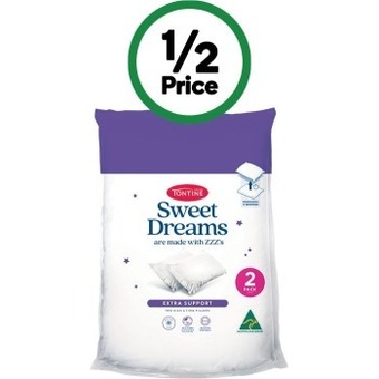 Woolworths Tontine sweet dreams high firm pillow pk 2 offer