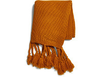 House & Home Knitted Tassel Throw 127cm x 152cm - Pumpkin