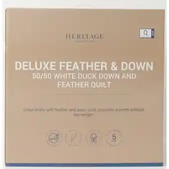 Myer Heritage 50/50 white duck down & feather quilt offer