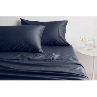 Myer Sheridan 400tc soft sateen gots certified organic cotton 40cm depth sheet set^ in midnight offer