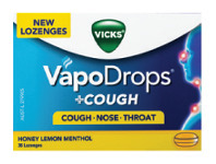 Vicks Vapodrops + Cough Honey Lemon Menthol 36 Lozenges